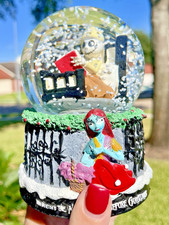 VTG 93' Disney Nightmare Before Christmas Jack & Sally Musical SnoMotion Globe picture
