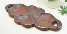 Vintage Wooden Floral Serving Tray Original Old Hand Carved picture