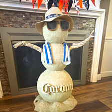 RARE Corona Snowman Resin Figurine Christmas Decor w/ Feliz Navidad Hat  3FT picture