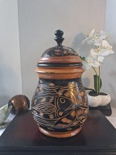 VTG Haitian/Aruban-made Large, Solid Acacia Wood, Lidded Turned Canister picture