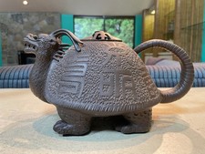 VTG Chinese Dragon-turtle Clay Yixing-style Purple Clay Tea Pot with Lid Marked picture