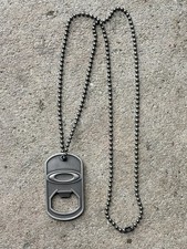 Vintage 2014 Oakley Bunker HQ Dog Tag Bottle Opener Necklace picture