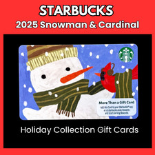 2025 SNOWMAN & CARDINAL STARBUCKS Holiday Christmas Collectible Cards picture