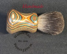 Handmade Color Wood Silver Badger Hair Shaving Brush Made In USA Wood 310 picture
