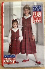 6332 Butterick See & Sew Now Girls JUMPER DRESS TOP Sewing Pattern 2 3 4 5 6 picture