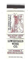Lower Falls Wine Co. - Newton Lower Falls, MASS.  Matchcover    S.S. Pierce Co. picture