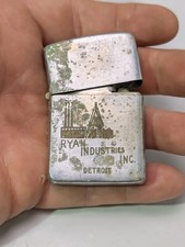 1946-53 Vintage Zippo Lighter Ryan Industries Detroit Advertising -Needs Repair picture