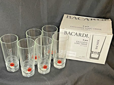 Set Of 6 Bacardi Rum Cocktail Highball Drinking Glasses by Rastal Italy - NIB picture