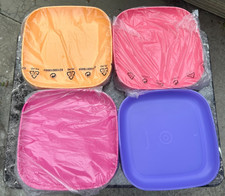 Tupperware Luncheon Plates 8” Square Raised Sides Differents  set 4 New picture