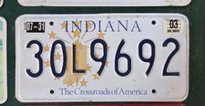 2003 INDIANA LICENSE PLATE TAG  #30L9692 picture