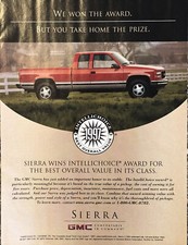 1997 GMC Sierra Pickup Truck PRINT AD Intellichoice Award Best Value VTG 1990s picture