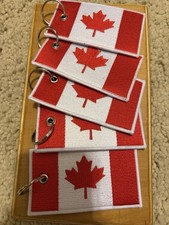 Canada Flag Red & White Fabric Keychain Keyring - Modern Flags 5 pcs picture