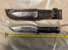 Cattaraugus 225Q WW2 Military Fighting Knife, Sheath, Vintage 1939-1945 War, Go picture
