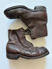 MS012 Genuine WW2 Swiss Military Combat Field Boots brown leather US 11 Rare picture