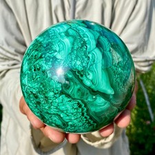 4.6LB Rare Natural Malachite quartz hand Carved sphere Crystal Healing Gem ball picture