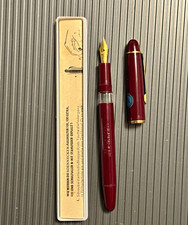 Soennecken Vintage Maroon/Red Fountain Pen EF Gold plated Nib Gold Trim picture