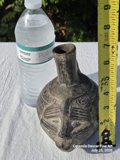 Peru Pre Columbian Chavin or Chimu Blackware Zoomorphic Stirrup Vessel 200 BC picture