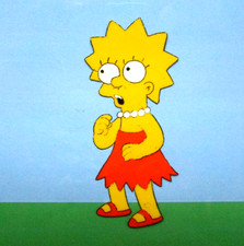 1990's SIMPSONS LISA FOX ORIGINAL PRODUCTION CEL Walt DIsney Bart Homer dress picture