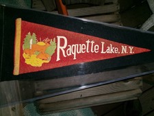 RAQUETTE LAKE  NY VINTAGE DEER PENNANT   ADIRONDACKS  NY BLUE MT. INLET NY picture
