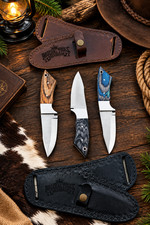 CUSTOM HANDMADE CARBON STEEL SKINNER KNIFE SET OF 3 FULL TANG USA DUTY PAID picture