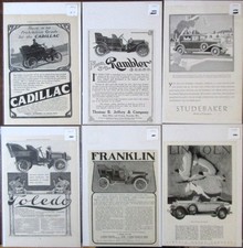 LOT of 30 OLD ADS - CARs / AUTOMOBILES - PEERLESS / FRANKLIN / REO / MAXWELL + picture
