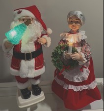 VTG Motion-ette Santa & Mrs Claus Motion Lights original Telco tag-  VIDEO picture