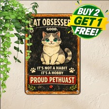 Cats Rule The Entire House Sign Funny Kitten Adoption Metal Tin Plaque 8x12 picture