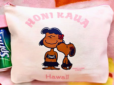 Peanuts Hawaii Snoopy Lucy Canvas Bag Surfs Up Moni Collectible Zipper Pouch picture