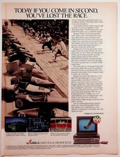 Amiga Commodore 1985 Vintage Magazine Ad Computer PC Soapbox Derby Race Color picture