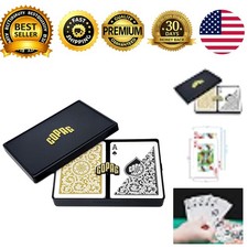 1546 Design 100% Plastic Playing Cards Poker Size Standard Black Gold Regular picture