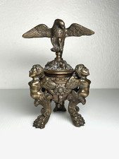 Gorgeous Antique Bronze Inkwell Eagle 3 Putties picture