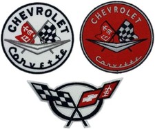 Corvette Racing Checker Flags Sports Cars Patch (3PC Bundle-Iron on Sew on) picture