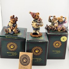 Boyds Bears Bearstone Collection Lot of 3 Vintage 90s Resin Figurines with Boxes picture