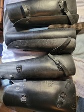 Vintage SWISS Leather SHIN Guard Shields Equestrian Shin Leg Riding Horse set 4 picture