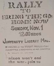 1970 University of Wisconsin Madison Anti Vietnam War Nixon Protest RALLY POSTER picture
