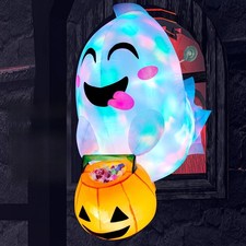 Halloween Inflatable Ghost, 4.5ft, Candy Basket, Window & Yard Decor picture