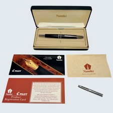 Vintage Namiki Vanishing Point Faceted Black Fountain Pen Full Kit 14k Gold Nib picture