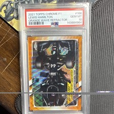 Topps F1 Lewis Hamilton #166 Orange Wave Refractor PSA 10 16/25 picture