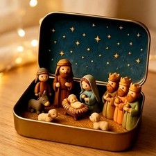 Mini Christmas Nativity Scene Set Portable Pocket Size Holiday Decoration picture