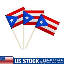100 Pack Puerto Rico Flag Puerto Rican Toothpick Flags Cocktail Picks Mini Stick picture