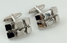 Vintage 835 Silver Modernist Brutalist Cufflinks Men's Mid Century Abstract 20g picture