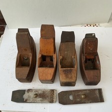 FOUR VINTAGE WOODEN PLANES + SOME SPARES INCLUDING MARPLES  picture