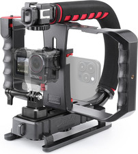 Camera Smartphone Handheld Stabilizer, Triple Cold-Shoe Handle Grip Compatible w picture