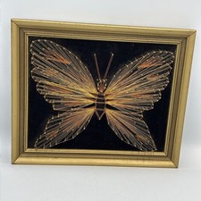 Vintage String Art Butterfly Wall Hanging 9.5X11.5 Framed Mid Century MCM Retro picture