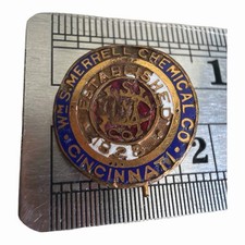 Vintage Wm S Merrell Chemical Co Cincinnati Enamel Lapel Pin Badge 1828 Ohio picture