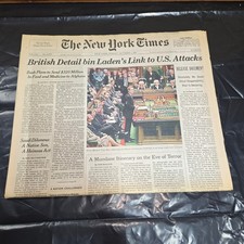 NY Times October 5 2001 British Detail bin Laden's Link To US Attacks Newspaper picture