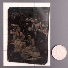 Antique CDV 6th Plate Tintype - Victorian Era Family or Group Men & Women #1310 picture