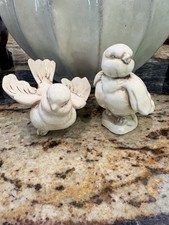 Vintage Set Of 2 White Love Bird Figurines Pottery Freeman McFarlin picture