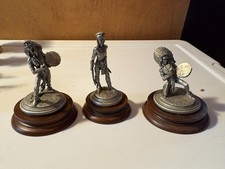 3 Vtg Chilmark Don Polland statues Pewter Commanche Drummer, Arapahoe Drummer... picture