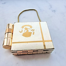 COLLECTIBLE 1940'S SOUVENIR WOMEN'S BOWLER MINI MAKEUP VANITY CASE MINAUDIERE picture